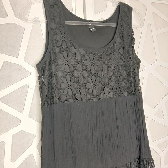 GNW Black Tiered Lace Maxi Dress Womens MD Whimsigoth Witch Boho Goth Fairy - Picture 2 of 9